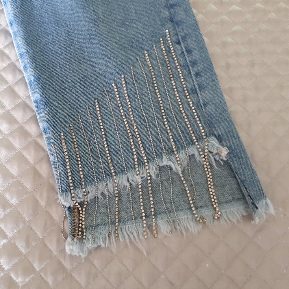 Zara light wash distressed "sparkle" denim, 4 - Picture 9 of 9